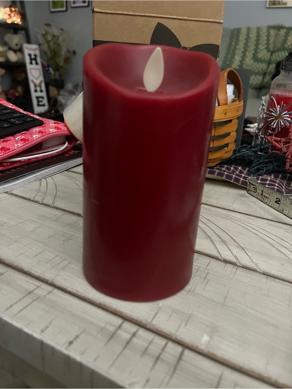 Luminara Flameless Red Pillar Candle - Home Accents